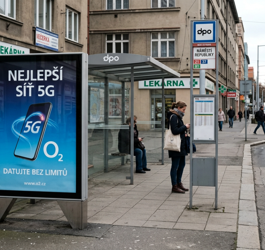 City light vitrína na zastávce O2 5G